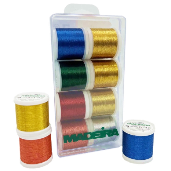 Madeira Classic Metallic Thread set of 8 metallic embroidery threads at a  reduced price while stocks last