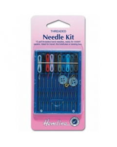 Self threaded sewing needle repair kit