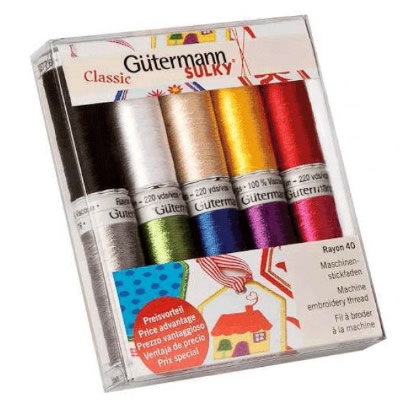 Gutermann Thread Set: Machine Embroidery Rayon 40-Classic